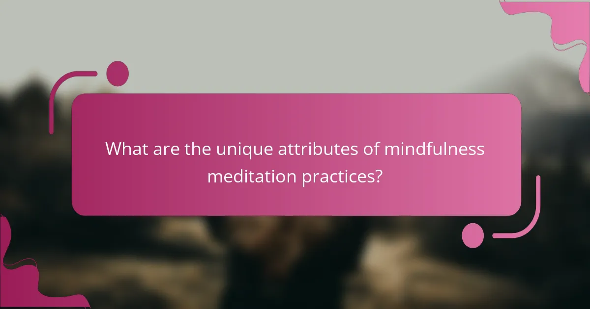 What are the unique attributes of mindfulness meditation practices?